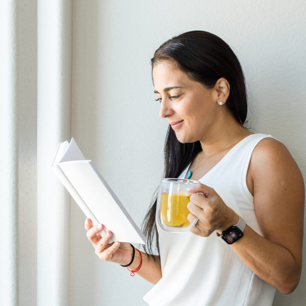 woman reading book